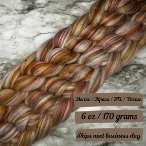 Dusty Raven Berry Merino Alpaca BFL Viscose Combed Top Fiber Spinning Fiber Wool Roving Gift for fiber Artist Spinning Fiber Braid Wool