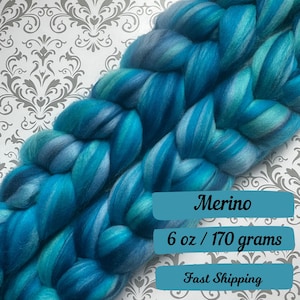 Oceana Combed Top Merino Fiber Spinning Fiber Wool Roving Gift for Knitter Fiber Art Fiber for Spinning Fiber Braid Felting Wool Sliver