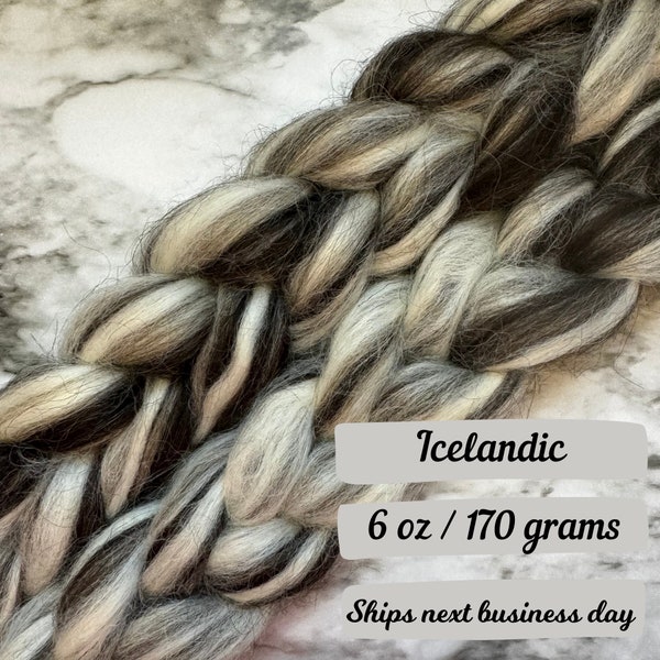 Icelandic wool blended all natural wool in natural colors combed top wool in braided fiber wool roving for hand spinning natural wool
