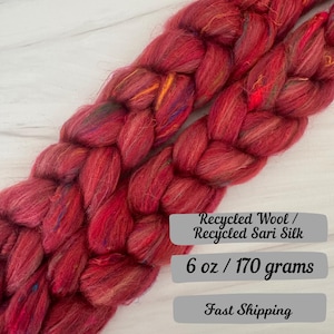 Rekindled Multi Colored Recycled Wool Recycled Sari Silk Combed Top Fiber for Spinning Roving Wool Fiber for Spinner Blended Color Fiber