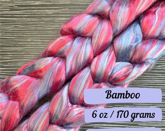 Cotton Candy 6 oz Combed Top Bamboo Fiber Spinning Fiber Bamboo Roving Gift for Knitter Fiber Art Fiber for Spinning Fiber Braid Felting