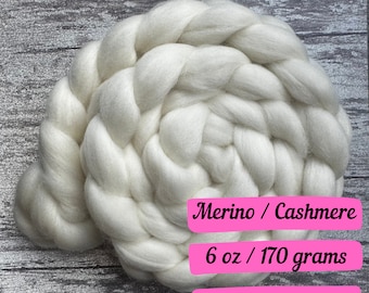 May include: White merino wool and cashmere blend fiber, 6 ounces or 170 grams.