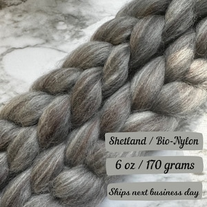 Rustic Clay Sox Fiber Braid Wool Shetland Fiber for spinning fiber combed top wool bio nylon blend for hand spinning roving custom blended