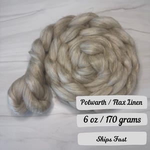 Caramel Macchiato Polwarth Flax Linen Blend Fiber Natural Blend Fiber Combed Top Wool Roving Spinning Fiber Natural Luxury Fiber