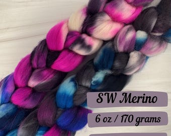 Superwash Merino Superwash Merino Fiber Hand Dyed Roving Wool Combed Top Fiber for Spinning Merino Wool Fiber Roving Felting