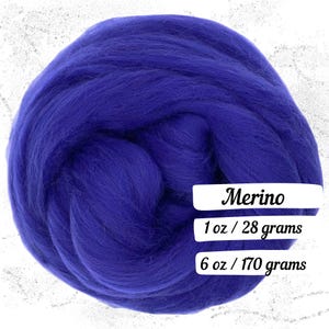 Merino Wool Ultra Violet Combed Top Roving Fiber for Spinning Non Superwash Dyed Wool  Purple Vibrant Purple Wool