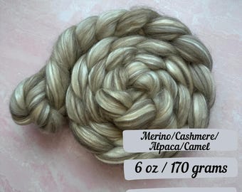 Spinners Dream Merino Camel Cashmere Alpaca Blend Fiber Natural Blend Fiber Combed Top Wool Roving Spinning Fiber Natural Luxury Fiber