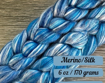 Breaking Wave Combed Top Merino Fiber Spinning Fiber Wool Roving Gift for Knitter Tussah Silk Fiber for Spinning Fiber Braid Felting