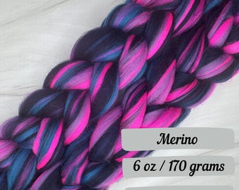 Tokyo Twilight Combed Top Braid Merino Wool  Fibers Spinning Fiber Felting Wool