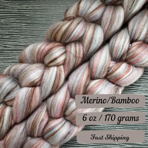 Sherbert Combed Top Merino Fiber Spinning Fiber Wool Roving Gift for Knitter Fiber Art Fiber for Spinning Fiber Braid Felting Bamboo Sliver