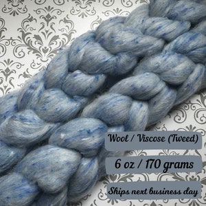 Blue Tweed Fiber Braid Wool Viscose Fiber for spinning fiber combed top south American wool blend for hand spinning roving custom blended