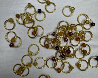 Sahara Gold Beaded Stitch Markers, Snag-Free Knitting Accessories