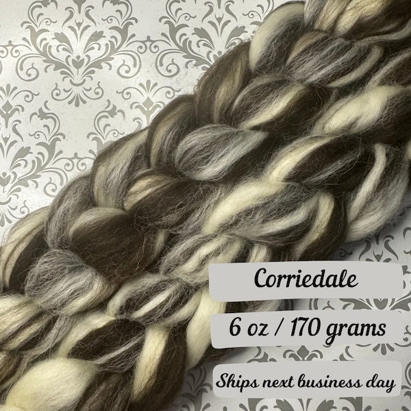 Corriedale wool blended all natural wool in natural colors combed top wool in braided fiber wool roving for hand spinning natural wool