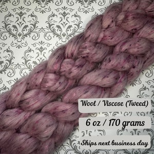 Pink Tweed Fiber Braid Wool Viscose Fiber for spinning fiber combed top south American wool blend for hand spinning roving custom blended