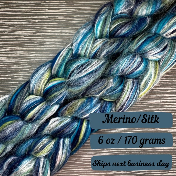 Pond Combed Top Merino Fiber Spinning Fiber Wool Roving Gift for Knitter Fiber Art Fiber for Spinning Fiber Braid Felting Wool Silk Art Yarn