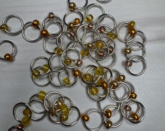Gold Dust Stitch Markers for Knitting, Handmade Knitting Accessories Optional Case