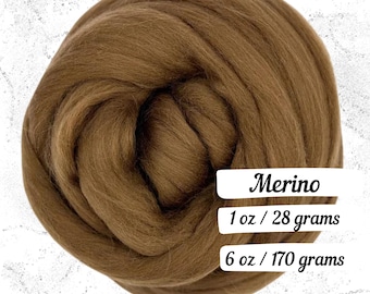 Merino Wool Walnut Combed Top Roving Fiber for Spinning Non Superwash Dyed Wool Warn Brown Wool Vibrant Dark Brown Wool for Felting