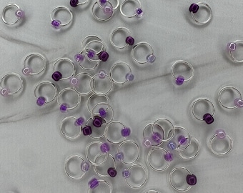 Violet Multi Free Stitch Markers for Knitting Handmade Knitting Accessories Gift for Knitter Jump Ring Stitch Markers optional case