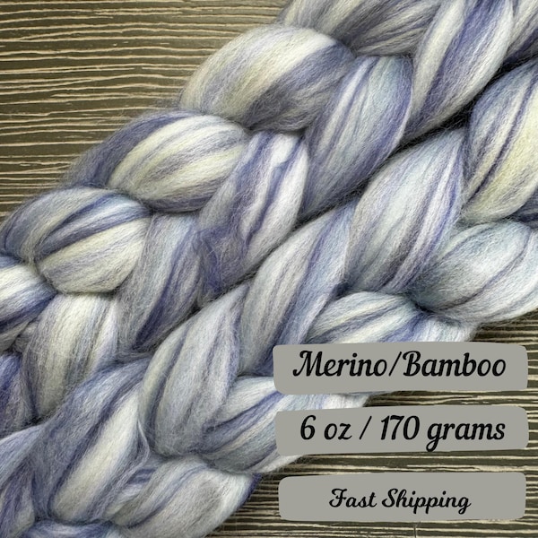 Blue Bird Combed Top Merino Fiber Spinning Fiber Wool Roving Gift for Knitter Fiber Art Fiber for Spinning Fiber Braid Felting Bamboo Sliver