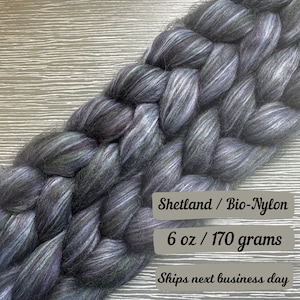 Heather Haze Sox Fiber Braid Wool Shetland Fiber for spinning fiber combed top wool bio nylon blend for hand spinning roving custom blended