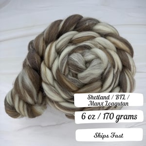 British Sheep Blend Shetland BFL Manx Loagutan Blend Fiber Natural Blend Fiber Combed Top Wool Roving Spinning Fiber Natural Luxury Fiber