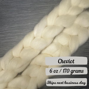 Cheviot Fiber Undyed 6 oz fiber braid for spinning fiber combed top wool fiber roving for felting