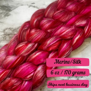 Aries Merino Silk Combed Top Spinning Fiber for Hand spinning yarn making supplies for spinning wheel fiber braid merino wool fiber spinning