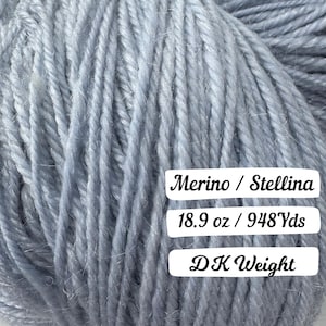 Handspun Merino Stellina Baby Blue Wool Yarn DK Weight Handspun yarn for knitting crochet Gift for Knitter Gift for Crocheter OOAK Skein
