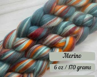 Beach Bonfire Combed Top Merino Fiber Spinning Fiber Wool Roving Gift for Knitter Fiber Art Fiber for Spinning Fiber Braid Felting Wool