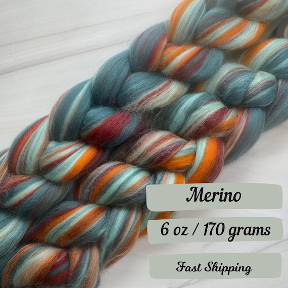 Beach Bonfire Combed Top Merino Fiber Spinning Fiber Wool Roving Gift for Knitter Fiber Art Fiber for Spinning Fiber Braid Felting Wool