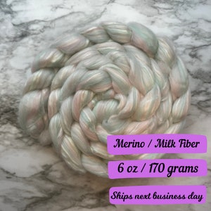 Ice Cream combed top fiber braid for spinning fiber wool merino milk fiber blend felting wool roving sliver spinning accessory unique blend