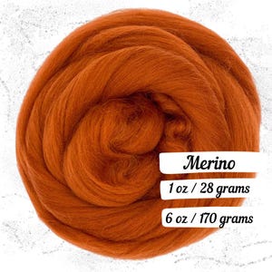 Merino Wool Rust Combed Top Roving Fiber for Spinning Non Superwash Dyed Wool Red Wool Orange Wool
