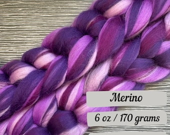 Purple Custom Blend Combed Top Merino Fiber Spinning Fiber Wool Roving Gift for Knitter Fiber Art Fiber for Spinning Fiber Braid Felting