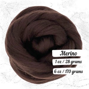 Merino Wool Mocha Combed Top Roving Fiber for Spinning Non Superwash Dyed Wool Warn Brown Wool Vibrant Dark Brown Wool for Felting