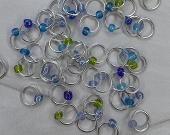 Turquoise Multi Snag Free Stitch Markers for Knitting Handmade Knitting Accessories Gift for Knitter Jump Ring Stitch Markers optional case