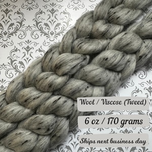 Gray Tweed Fiber Braid Wool Viscose Fiber for spinning fiber combed top south American wool blend for hand spinning roving custom blended