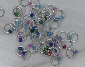 Turquoise Berry Snag Free Stitch Markers for Knitting Handmade Knitting Accessories Gift for Knitter Jump Ring Stitch Markers optional case