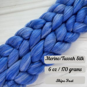 Blueberry Light Blend Merino Tussah Silk Combed Top Fiber Blend Braided Fiber Spinning Gift for Hand Spinners Wool for Felting Custom Blend