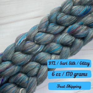 Midouze Combed Top BFL Sari Silk Stellina Fiber Spinning Fiber Wool Roving Gift Fiber Art Fiber for Spinning Fiber Braid Felting Wool