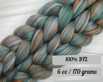 Peak District BFL Combed Top Braid Blue Face Leicester Wool  Fibers Spinning Fiber Felting Wool