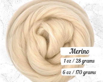 Merino Wool Sandstone Combed Top Roving Fiber for Spinning Non Superwash Dyed Wool  Cream White