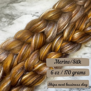 Lynx Merino Silk Combed Top Spinning Fiber for Hand spinning yarn making supply for spinning wheel fiber braid merino wool fiber spinning