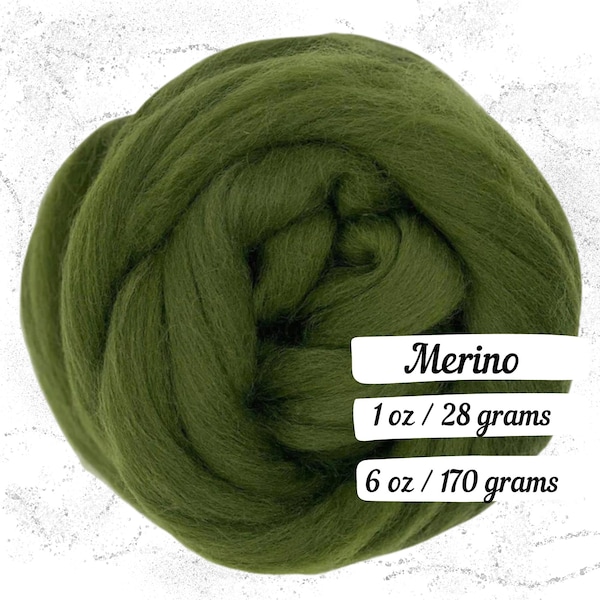 Fibra de merino peinada de sauce para hilar, lana teñida sin superlavado, lana verde, lana verde vibrante