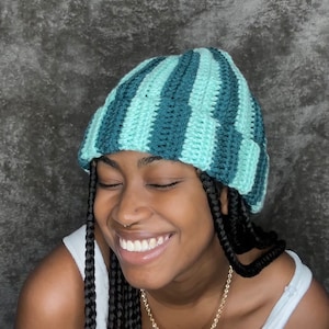 Mint & Teal Handmade Crochet Beanie