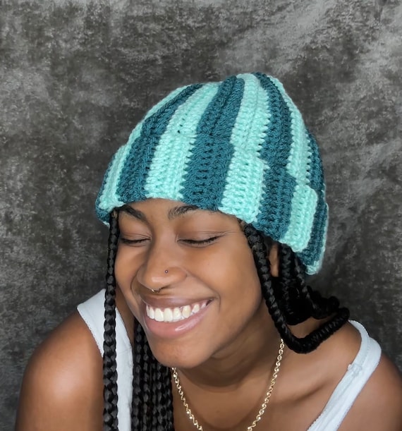 Handmade crochet beanie hat Women Crochet Beanie Hat Handmade Girls Cotton Knit Cutout  main image 4