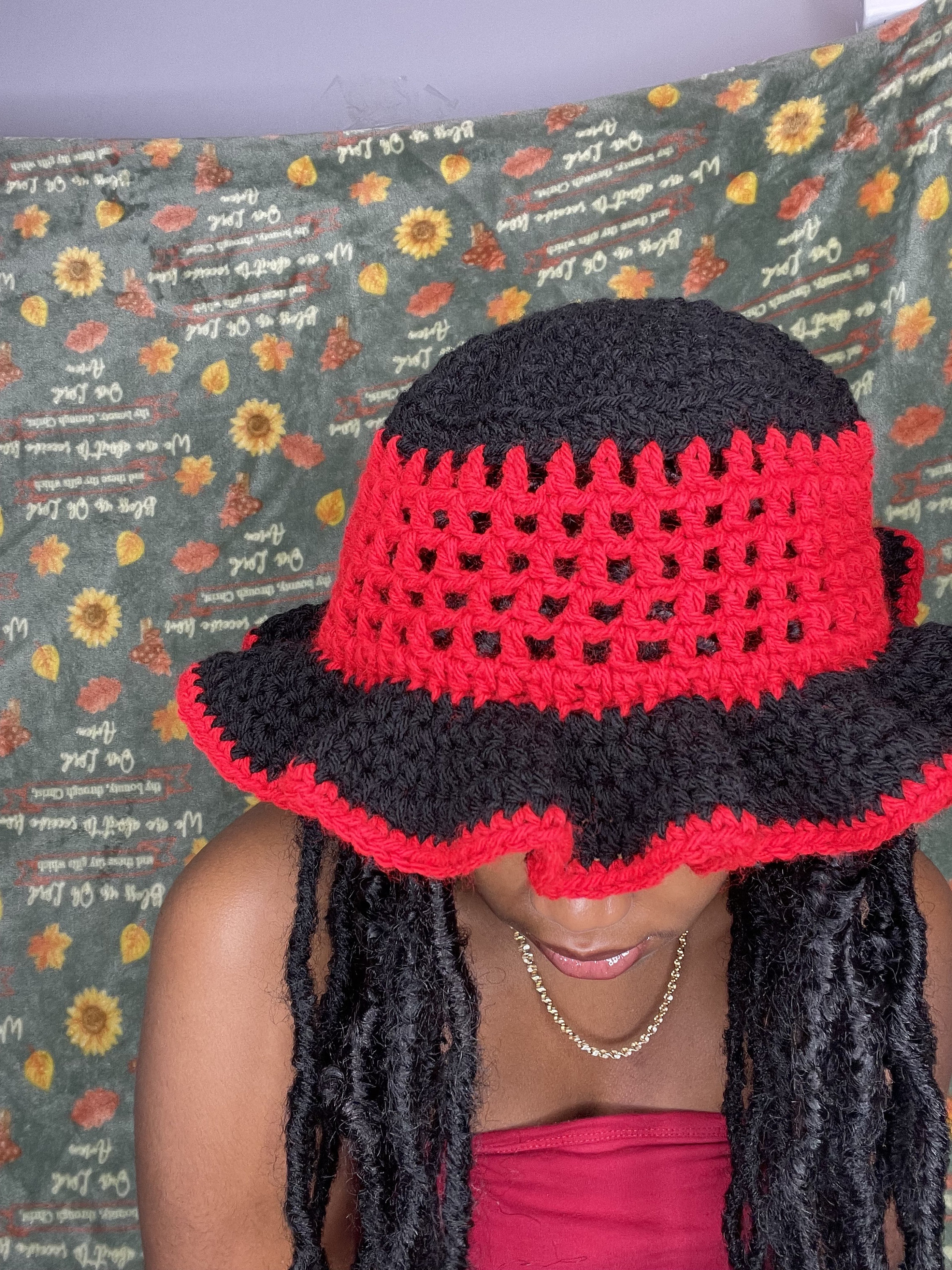 Elegant Red and Black Crochet Hat Dublin - Red and black hat made as a birthday gift  main image 2
