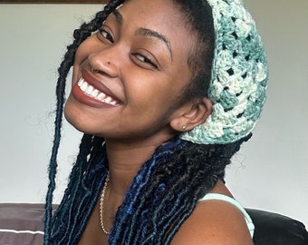 Green & Cream Ombré Handmade Crochet Head Scarf Bandana