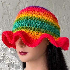 Rainbow Handmade Crochet Bucket Hat