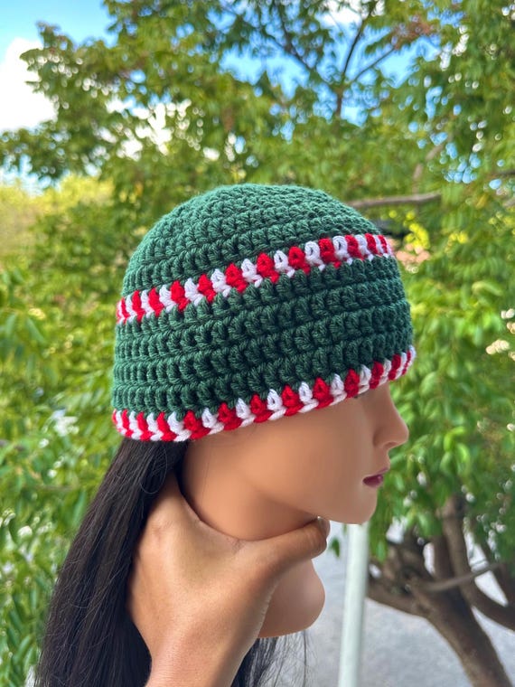 Hunter Green Double Red & White Striped Christmas Handmade  display picture 2