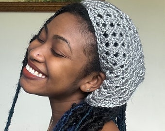 Silver Handmade Crochet Head Scarf Bandana